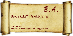Baczkó Abdiás névjegykártya